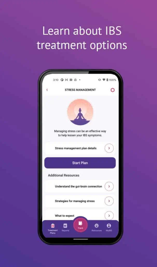 Écran du plan de traitement de l'application myIBS