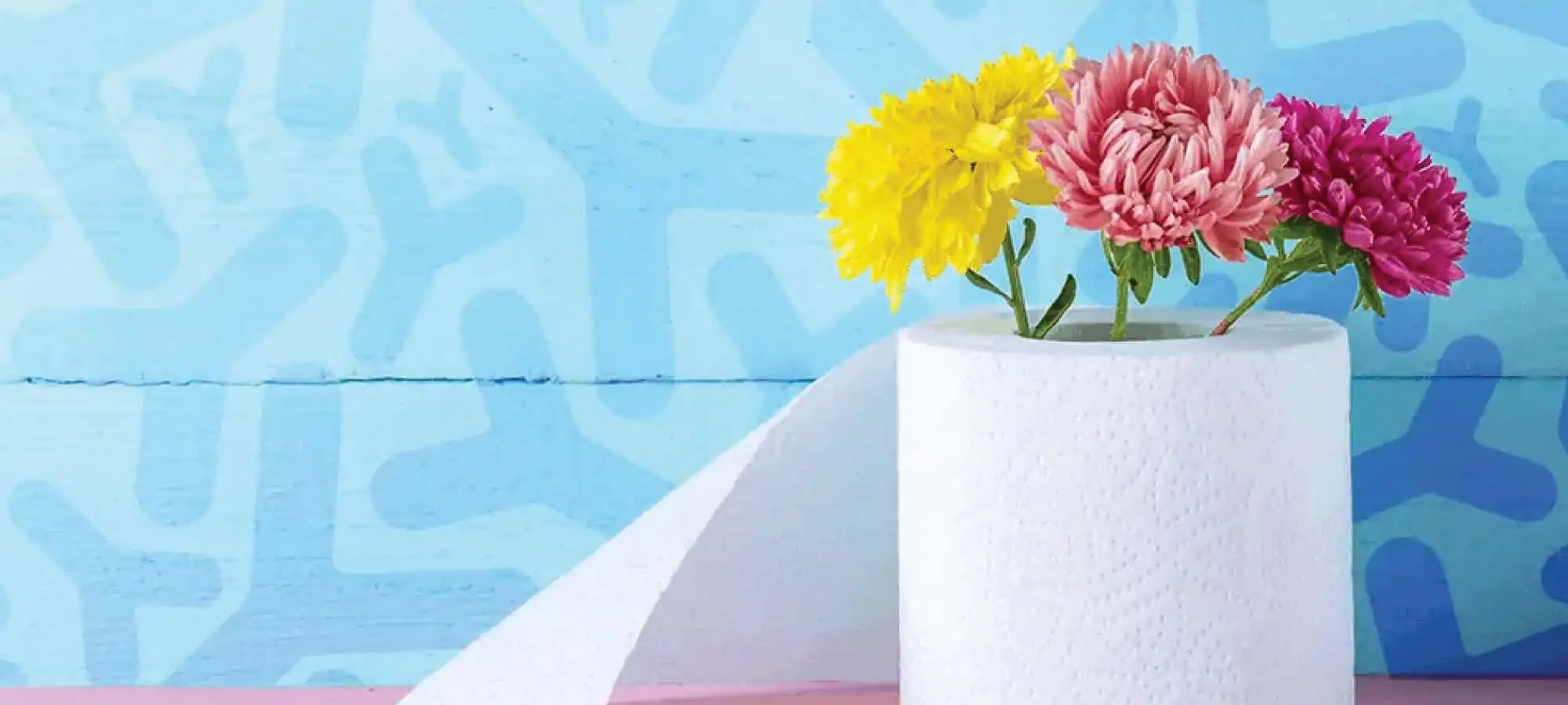 Toilet paper with flowers