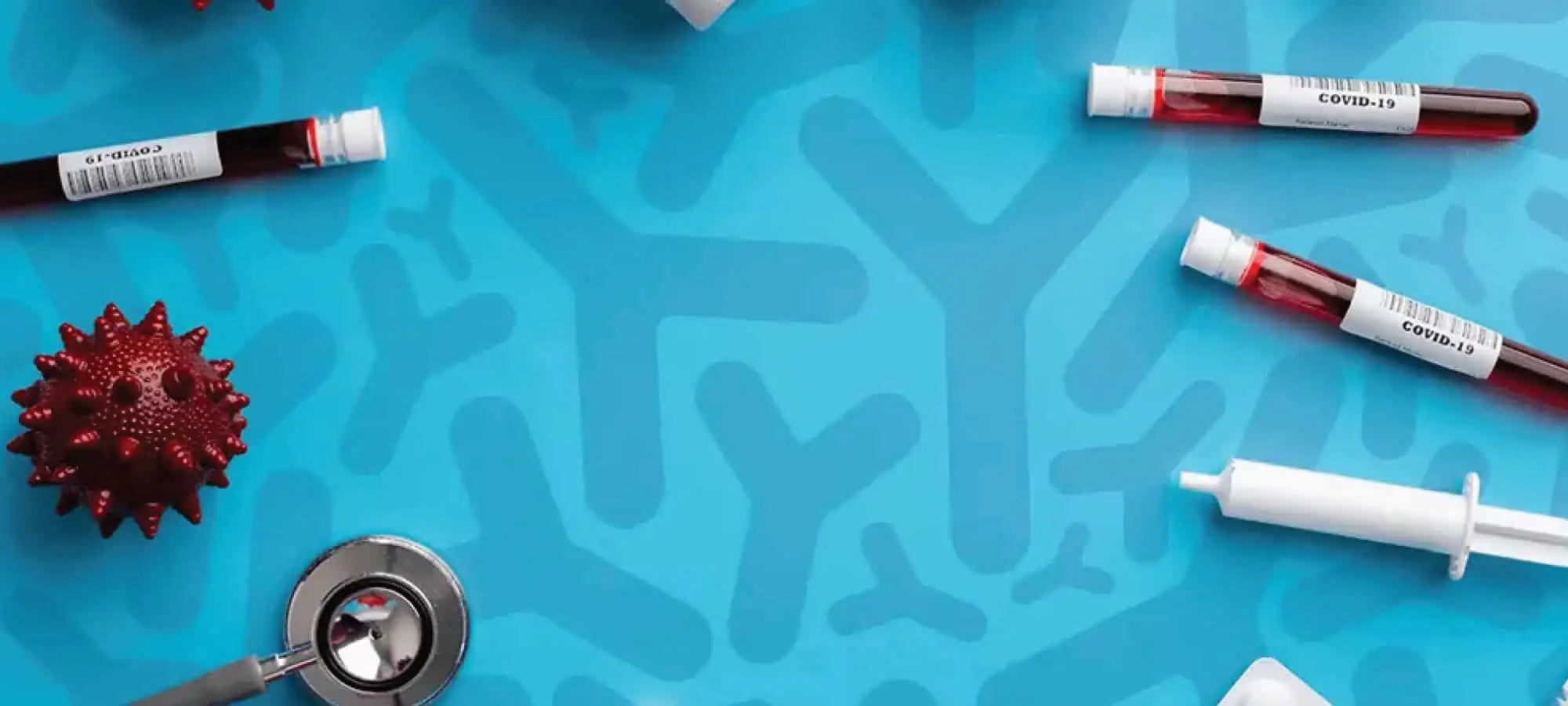 Medication on a blue microbe background