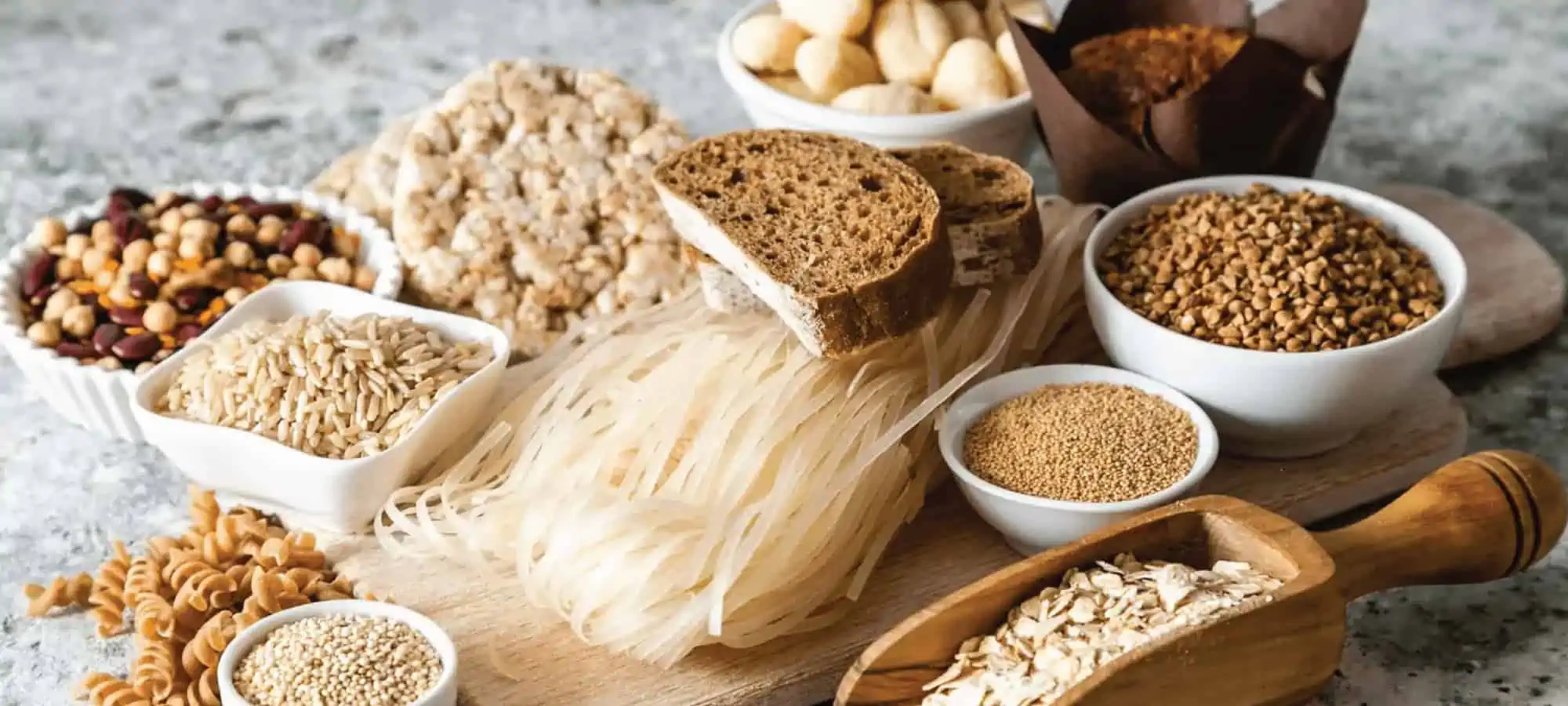 Gluten free foods laid out on the table