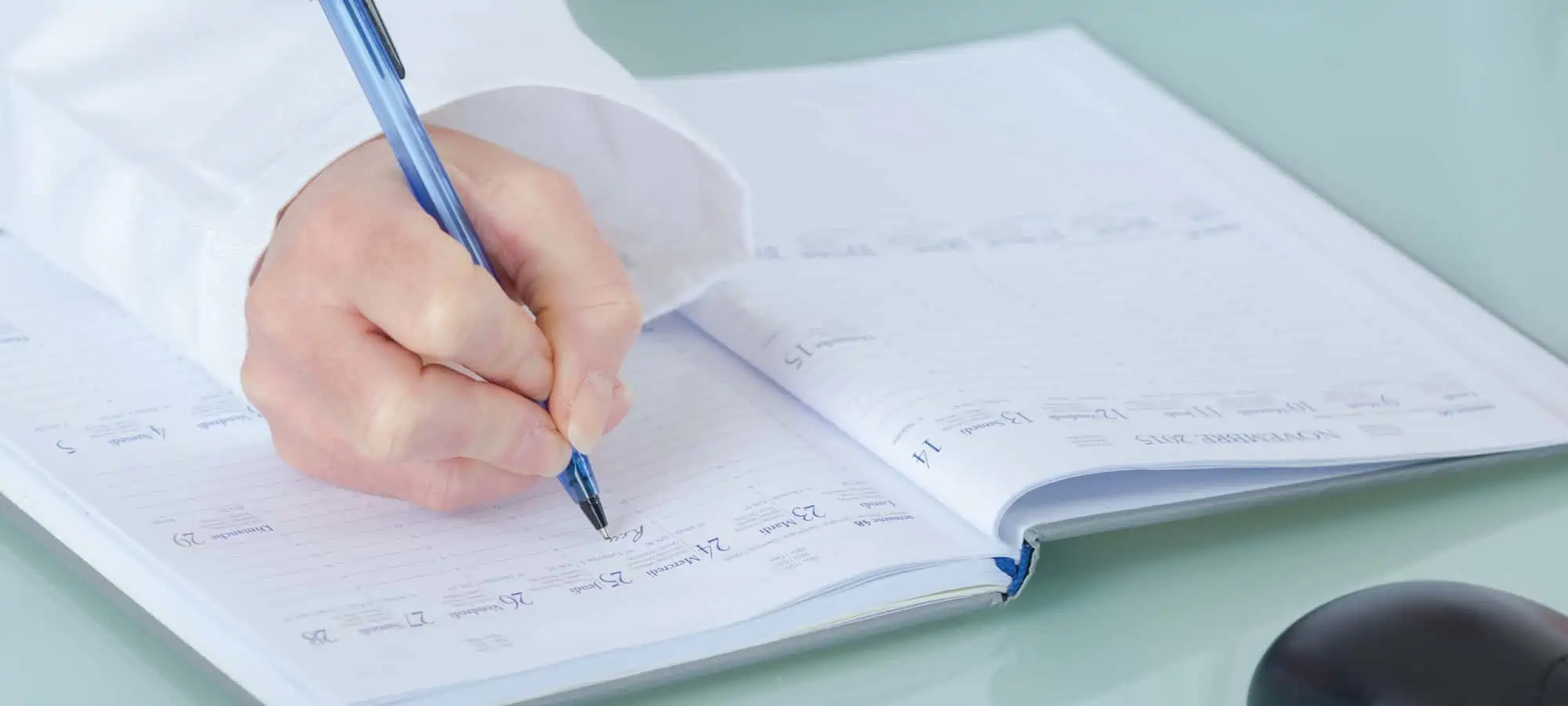 Writing in a calendar
