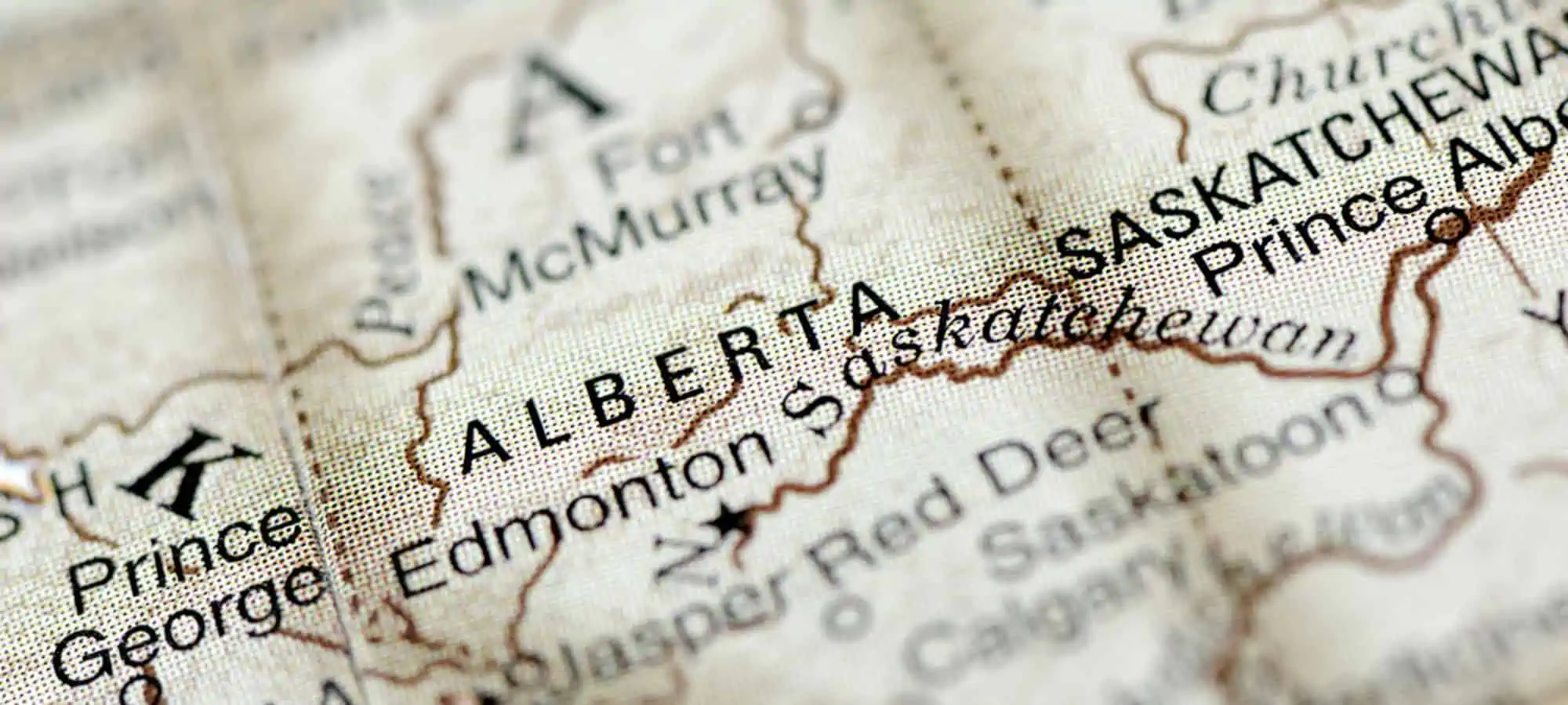 Map of Alberta close up