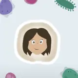 Cartoon woman surrounded by microbes