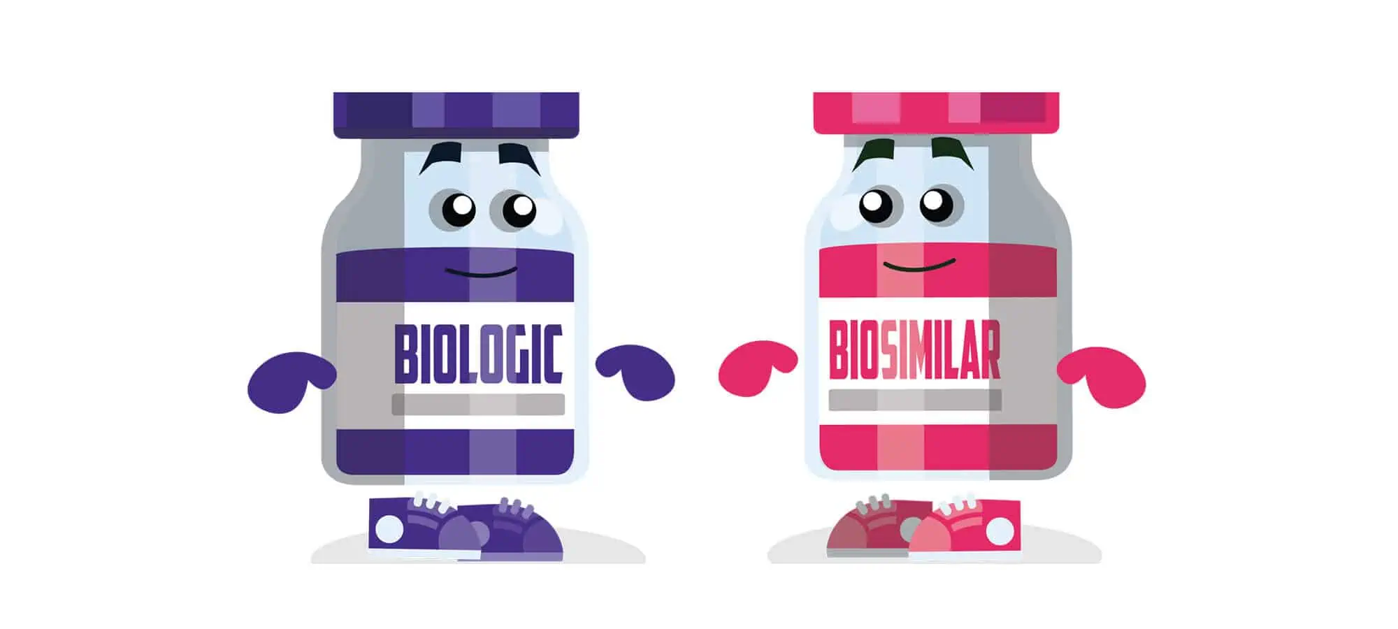 Two cartoon medicine bottles on white background