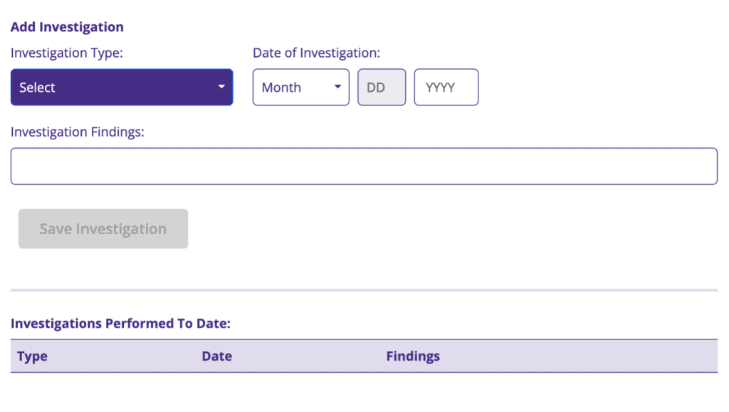 myibd investigations history